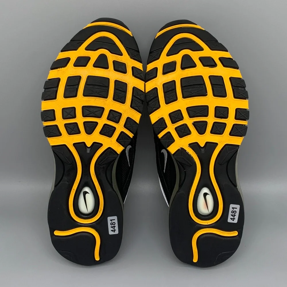 Nike Air Max 97 Black Yellow Running Shoes 921522-005 Men’s Sz 6Y Women's Sz 7.5